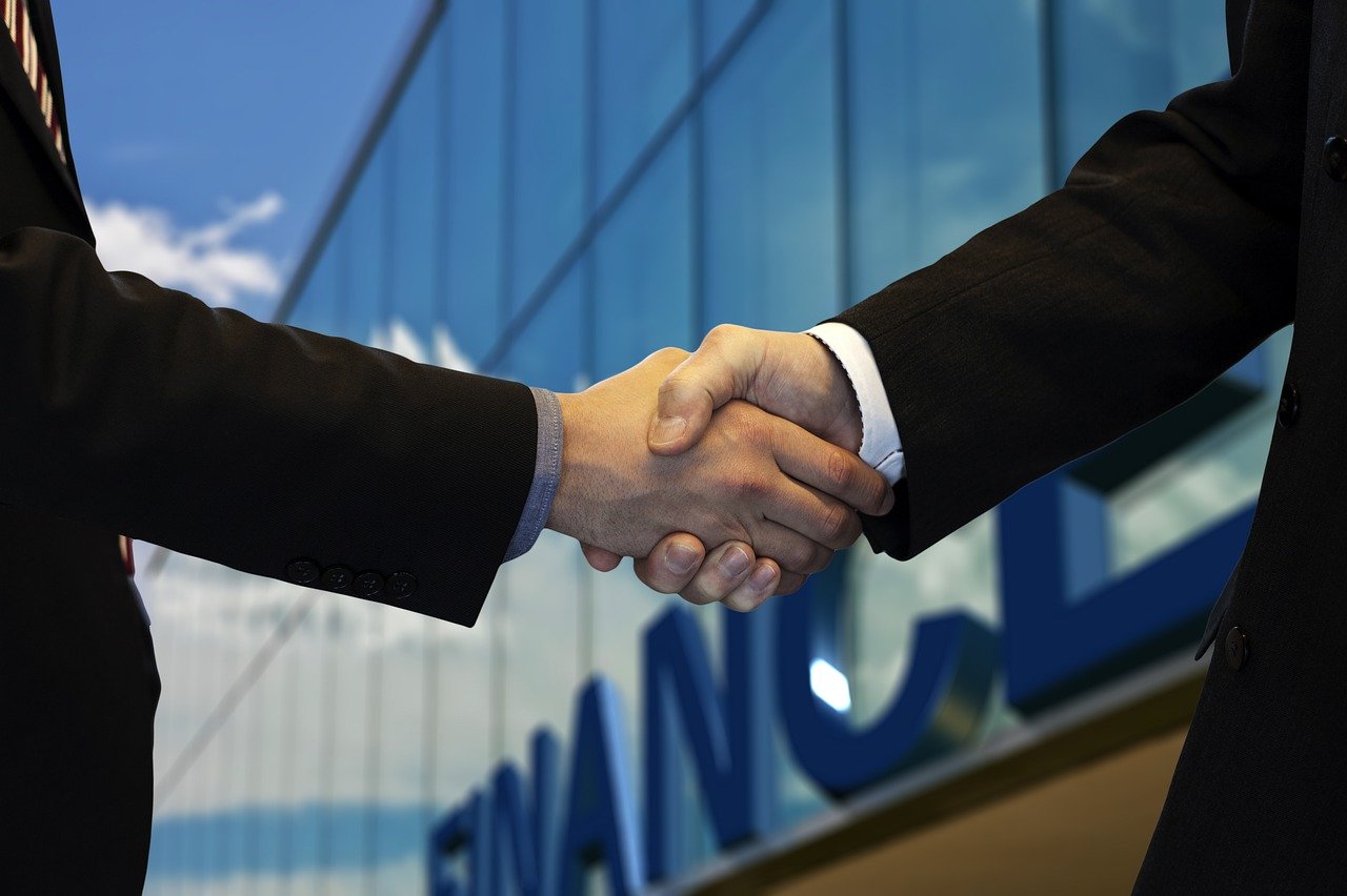 shaking hands, company, office